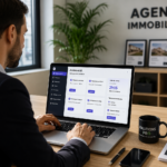 Conseiller immobilier utilisant une intelligence artificielle pour automatiser les tâches quotidiennes de son agence