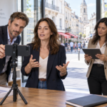 Équipe d’une agence immobilière qui crée une vidéo pour les réseaux sociaux