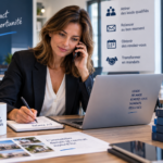 Agent immobilier relançant un lead commercial depuis son agence