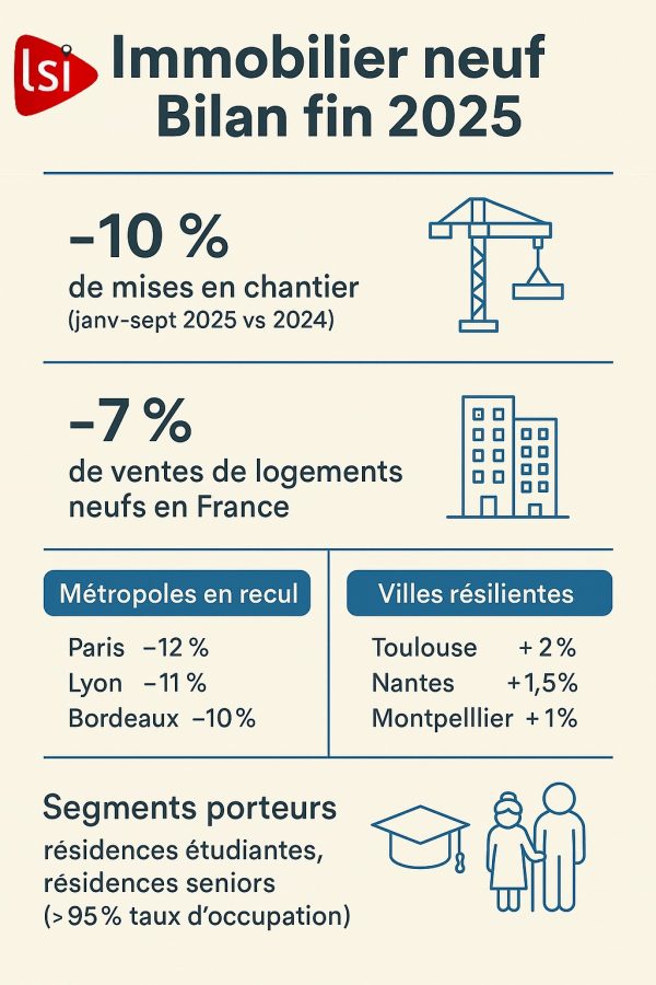 Découvrez les chiffres clés du marché immobilier à la rentrée 2025 : prix moyens, taux d’intérêt, volumes de ventes et tendances régionales. Une infographie claire pour les professionnels du secteur.